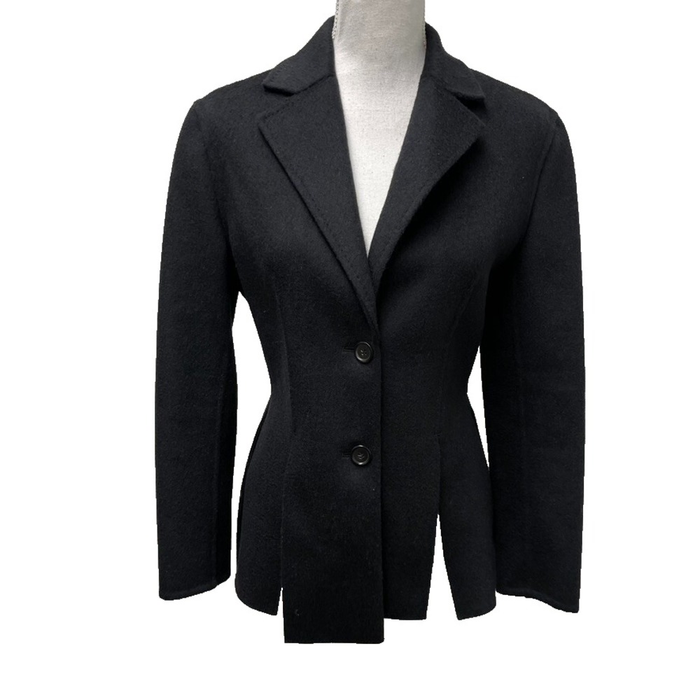 Yang‎ Li Wool Blazer Womens 6 Womens Black Rear Overlapped Edgy Jacket